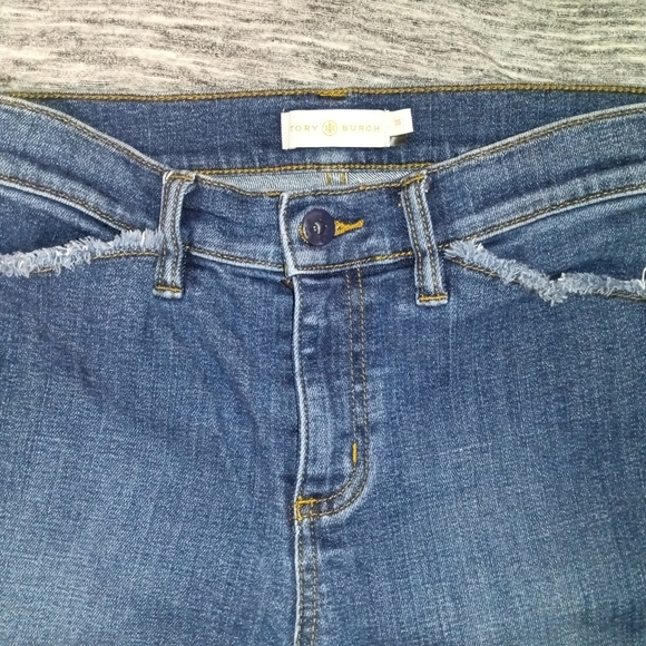 Tory Burch | Harley Jeans Rain Wash Raw Frayed Hem Jeans Womens Size 26 - Picture 6 of 16